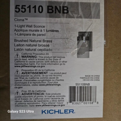 Kichler Lighting 55110BNB Ciona Wall Sconce Brushed Natural Brass - Image 1 of 2