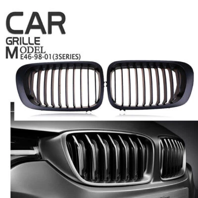 Matte Black Front Kidney Grill Grille Cover Inlet Mesh for BMW E46 M3 2000-2003 - Image 1 of 4