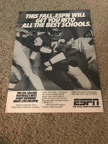 1985 ESPN FOOTBALL COLLEGE Poster Print Ad USC TROJANS WASHINGTON HUSKIES 1980s Cover