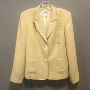 Talbots Women's Yellow Tweed Blazer Sz 10 (E0911) - Picture 1 of 8