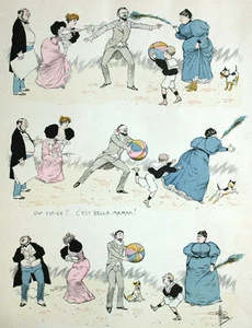 Jeu de Colin Maillard Caricature Gravure Ya des Dames Albert Guillaume - Picture 1 of 1