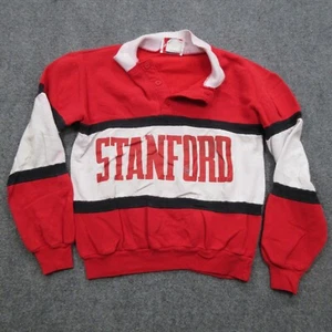 Vtg Stanford Shirt Mens Medium Red Long Sleeve Pullover Polo 70s University - Picture 1 of 19