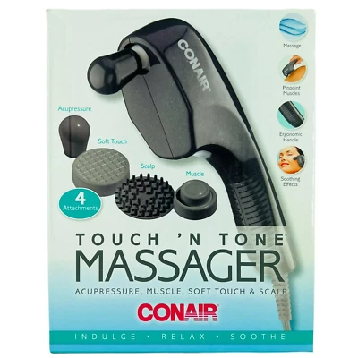 Varita de masaje portátil Conair Touch 'N Tone 4 accesorios alivio de relajación suave Foto 1 de 4