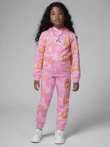 Jordan Kids Essentials Printed Fleece Pink Girls Hoodie And Pants Set 35B859-AA7 - Picture 1 of 8
