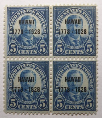 US Stamp, SC#648, Hawaii Ovpt, BOF, MNH(Top 2 VLH In Perf), 5c T Roosevelt, GEMS - Image 1 of 2