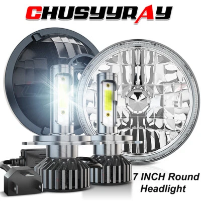 Par de faros LED redondos DRL de 7" pulgadas para Buick Skylark 1975-1979 haz alto bajo Foto 1 de 4