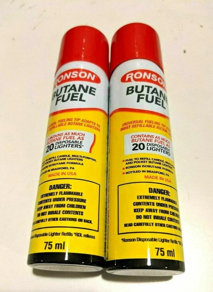 Lote de 2 Ronson Butano 75 ml/2,54 fl oz Recarga Combustible Gas para Encendedores/Antorcha/ Foto 1 de 1