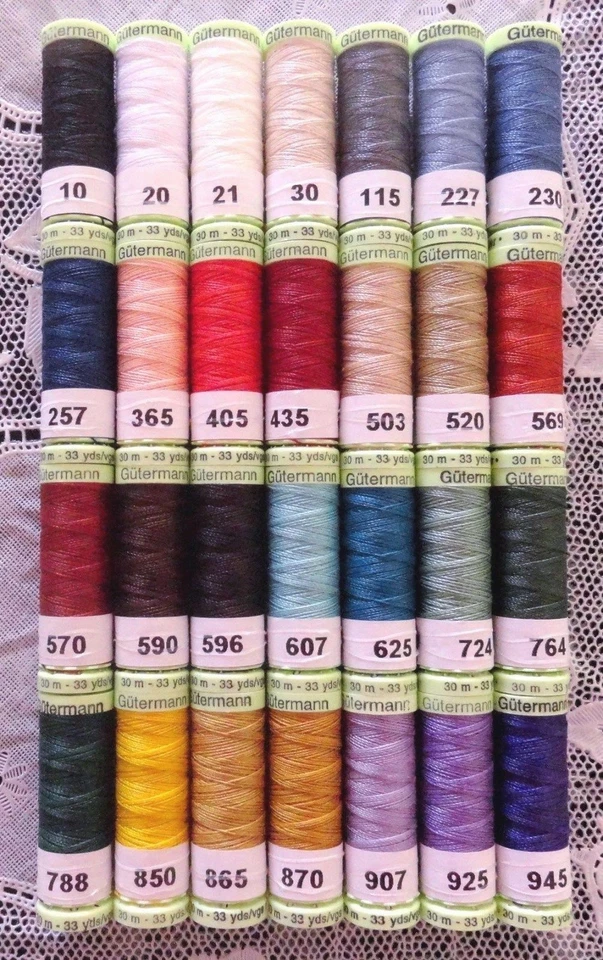 28 Heavy Duty GUTERMANN 100% Polyester Topstitching Thread 33 yard spools  - Image 1 of 1