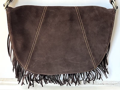 Polo Jeans Ralph Lauren Mujer Bolso de Mano Marrón Gamuza Flecos Foto 1 de 4