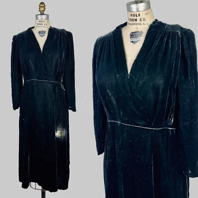 Vestido De Colección Años 20 Aleta Negro Terciopelo Vestido Fiesta Cóctel Formal Foto 1 de 4