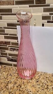 NEW  14” Godinger Pink Swirl Vase