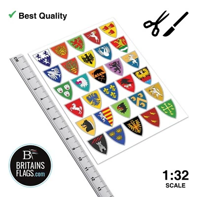 Britains Deetail Repro: Medieval Knight CUSTOM Shield Stickers x30 (1:32 Scale) - Image 1 of 2