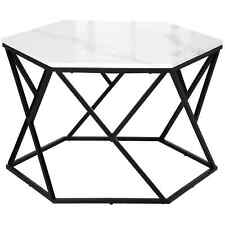 High Gloss Marble Effect Coffee Table, Modern Cocktail Table Living Lounge area