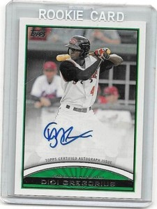 DIDI GREGORIUS  2012 TOPPS PRO DEBUT CERTIFIED AUTOGRAPH ROOKIE CARD BV$40.00
