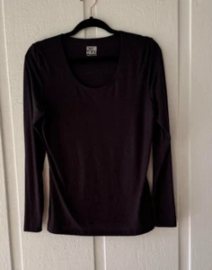 32 Degrees Heat Damen L/S U-Ausschnitt T-Shirt Langarm Neu Größe Large Dunkelgrau - Bild 1 von 4
