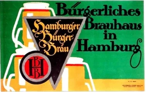 Original vintage poster HAMBURGER BEER GERMANY c.1910 Erdt - Bild 1 von 1