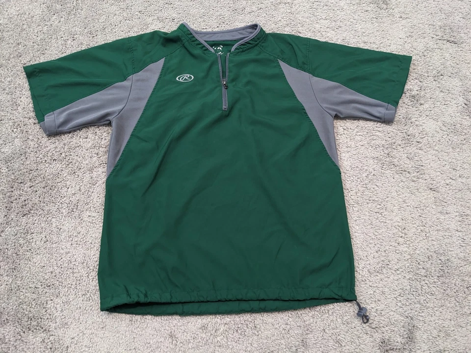 Camisa de calentamiento de béisbol RAWLINGS DE COLECCIÓN para hombre mediana en blanco mangas cortas 1/4 cremallera Foto 1 de 4