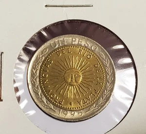 1995 - Un Peso Republica Argentina Coin Bi-Metallic  - Picture 1 of 2