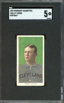 1909-11 T206 Piedmont Cigarettes béisbol Cy Young retrato SGC 5 Foto 1 de 2