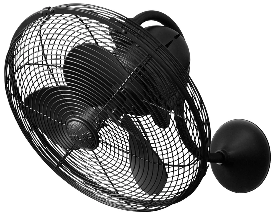 16" Matthews Laura Matte Black Cage Wall Fan - Image 1 of 1