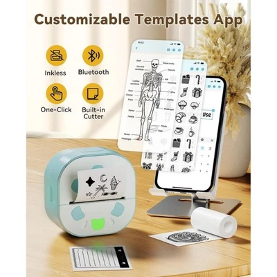 Mini Bluetooth-compatible Sticker Machine Thermals Inkless Printing 3 Paper - Image 1 of 4