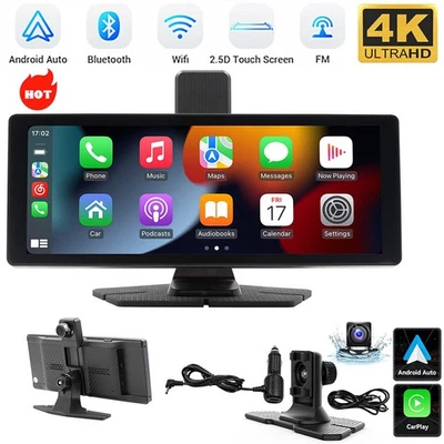 4K 10.26-Zoll Wireless Apple Carplay Android Auto Display Vorne Rückfahrkamera,. - Bild 1 von 4