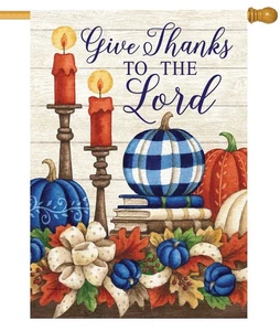 Give Thanks Candles House Flag - Picture 1 of 1