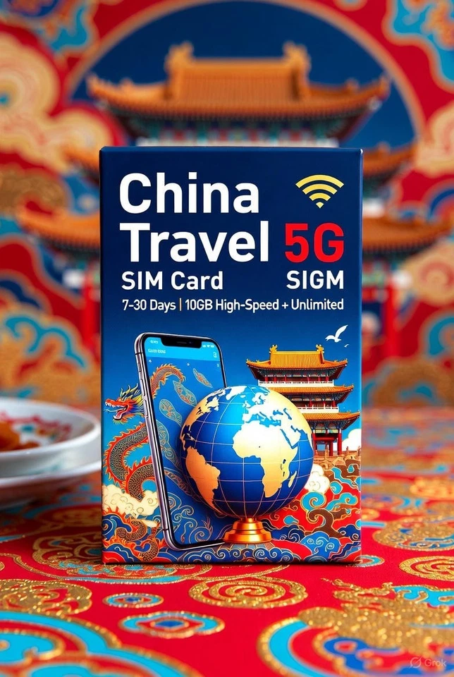 China Travel SIM Card 5G China Telecom | 7-30 Days | 10GB + Unlimited Prepaid - Image 1 of 1