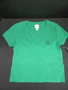 T-shirt donna Anthropologie Maeve scollo a V manica corta verde Kelly taglia XS - Foto 1 di 6