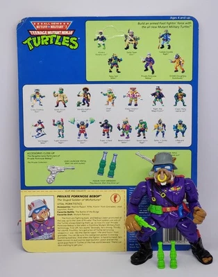 Boneco Bebop Vintage 1992 TMNT Private Porknose com verso de cartão não perfurado - Imagem 1 de 4