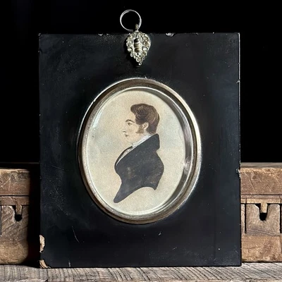 19th Century English Miniature Profile Portrait of Gentleman - image 1 of 4
