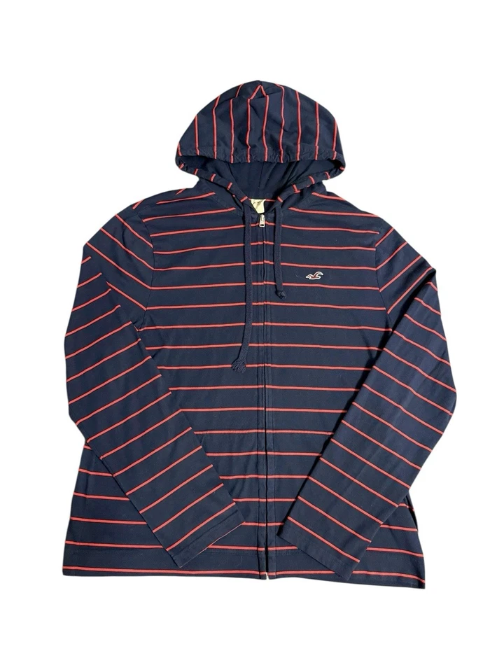 Sudadera con capucha y cremallera a rayas Hollister Foto 1 de 3