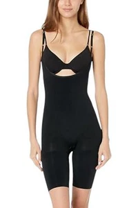 SPANX Women's Power Open-Bust Mid-Thigh Bodysuit Very Black - Picture 1 of 2
