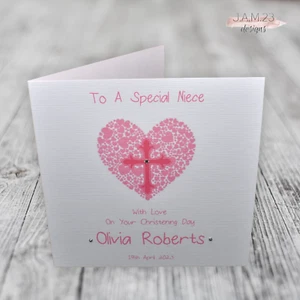 Personalised Christening Baptism Dedication Day Card Girls - Picture 1 of 9