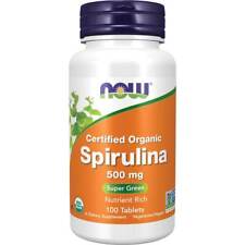 NOW Foods Certified Organic Spirulina 500 mg 100 Tabs