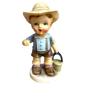 Arnart The Fishing Boy 3008H Figurine 5.5" No Pole Vintage Ceramic Decor - Picture 1 of 6