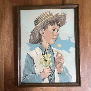 Vintage Paint By Number "Little Companions" Craft House 9 x 12 Framed Tom Sawyer