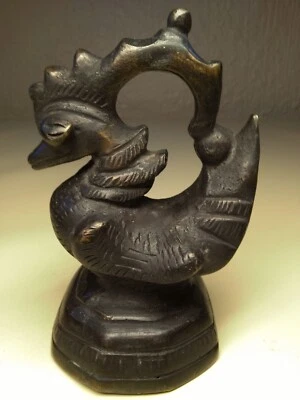 ANTIQUE BURMESE BRONZE AQUATIC  HINTHA BIRD OPIUM WEIGHT.  RARE. 1360.5 grams - Image 1 of 4
