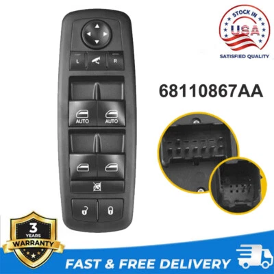 Выключатель окон со стороны водительской двери 68110867AA подходит для 2013 -2016 Ram 1500 2500 3500 - Изображение 1 из 4