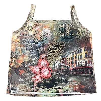 Camiseta sin mangas Venezia Cami nueva con etiquetas diseño artístico Venecia rosa ribete de encaje talla 18/20  Foto 1 de 4