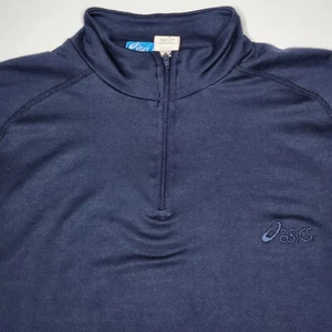 ASICS for Women 1/4 Zip Blue Base Layer Pullover Top Sz L Active Wicking Running - Picture 1 of 7