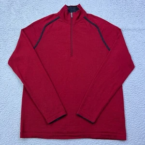 Smartwool Sweater Men's L Red 100% Merino Wool 1/4 Zip Layer Mock LS Pullover* - Picture 1 of 12