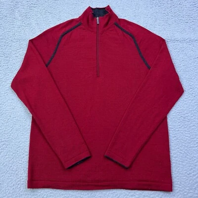Smartwool Sweater Men's L Red 100% Merino Wool 1/4 Zip Layer Mock LS Pullover* - Image 1 of 4