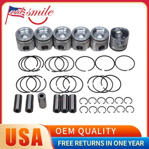 Juego de 6 pistones con pasadores y anillos para Cummins 6,7 QSB rendimiento industrial tamaño STD - Imagen 1 de 14