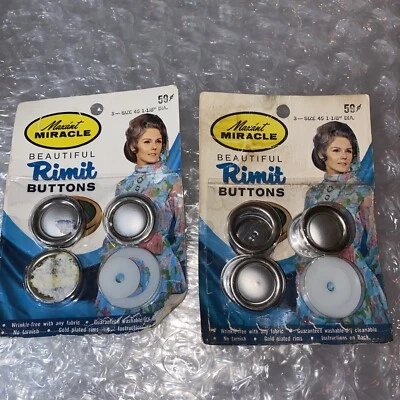 2 Pack Lot Vintage Remit 1 1/8” Button Cover With Your Own Fabric Maxant - Image 1 of 3
