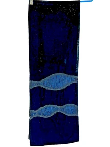 Vintage 1990's black silk velvet scarf with midnight blue details ZOE HILLYARD - Picture 1 of 11