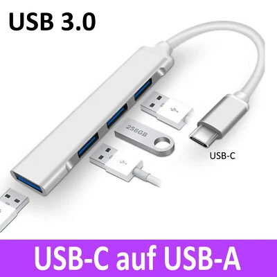 MARKENLOS USB-C-Hub 4 in 1 Adapter Type C USB 3.0 für Samsung Handy Laden Daten Laptop GUT