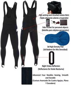 Culotte con tirantes térmicos de ciclismo azul marino para hombre - aislado y acolchado para paseos de invierno - Imagen 1 de 5