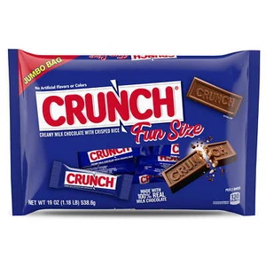 CRUNCH, Milk Chocolate and Crisped Rice, Fun Size Candy Bars, Jumbo Bag, 19 oz - Picture 1 of 4