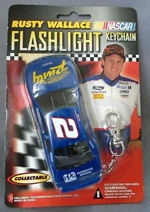 Vintage NASCAR #2 Rusty Wallace Mobil Good Year Race Car Flashlight Key Chain - Picture 1 of 4